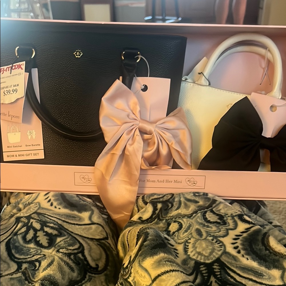 Nanette Lepore Black and White Mini Bag with Chain Strap